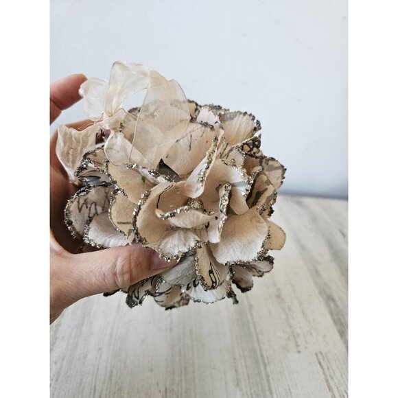 Shabby chic pom pom glitter ornament decor flower Xmas tree spring decor - Picture 4 of 6